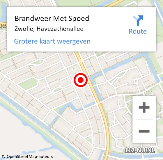 Locatie op kaart van de 112 melding: Brandweer Met Spoed Naar Zwolle, Havezathenallee op 19 maart 2024 10:46