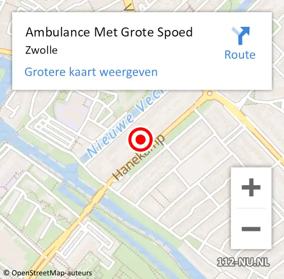 Locatie op kaart van de 112 melding: Ambulance Met Grote Spoed Naar Zwolle op 19 maart 2024 11:19