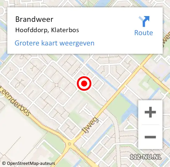 Locatie op kaart van de 112 melding: Brandweer Hoofddorp, Klaterbos op 19 maart 2024 11:25
