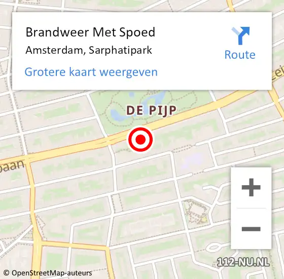 Locatie op kaart van de 112 melding: Brandweer Met Spoed Naar Amsterdam, Sarphatipark op 19 maart 2024 11:32