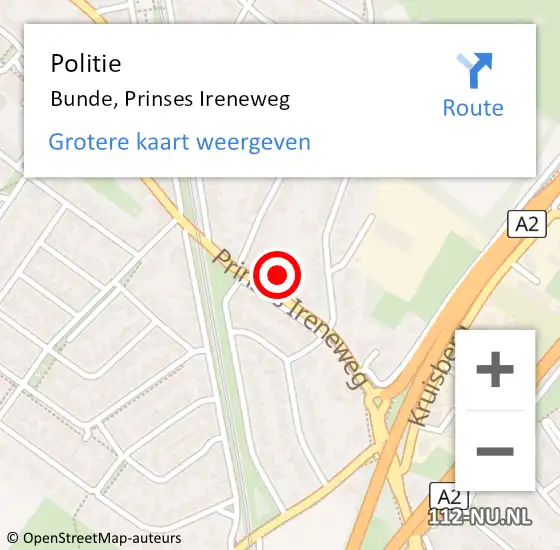 Locatie op kaart van de 112 melding: Politie Bunde, Prinses Ireneweg op 19 maart 2024 11:38