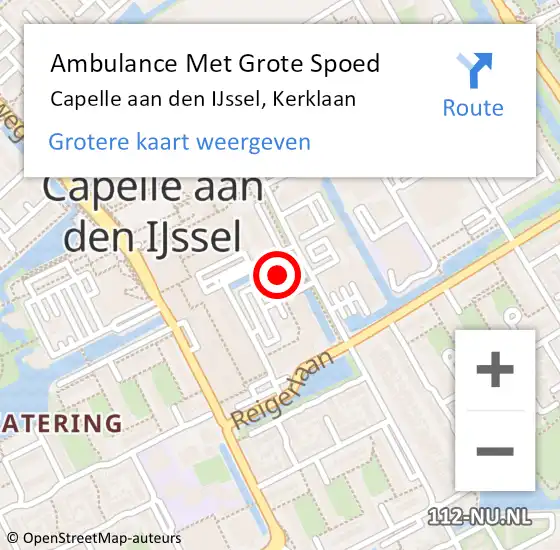 Locatie op kaart van de 112 melding: Ambulance Met Grote Spoed Naar Capelle aan den IJssel, Kerklaan op 19 maart 2024 11:49