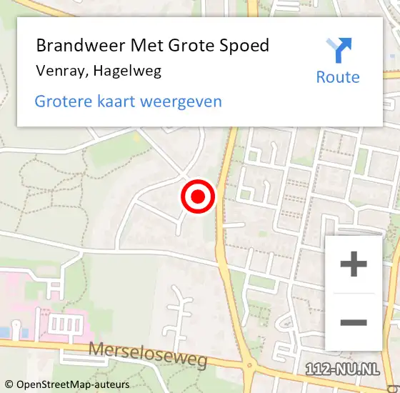 Locatie op kaart van de 112 melding: Brandweer Met Grote Spoed Naar Venray, Hagelweg op 19 maart 2024 12:00