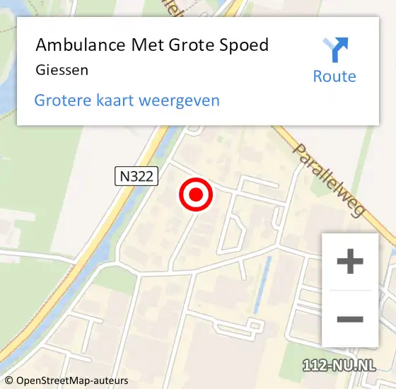 Locatie op kaart van de 112 melding: Ambulance Met Grote Spoed Naar Giessen op 19 maart 2024 12:15
