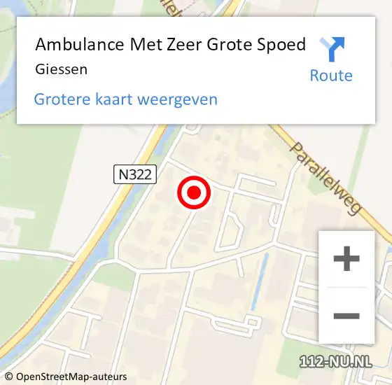 Locatie op kaart van de 112 melding: Ambulance Met Zeer Grote Spoed Naar Giessen op 19 maart 2024 12:16