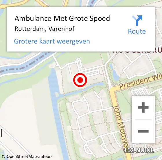 Locatie op kaart van de 112 melding: Ambulance Met Grote Spoed Naar Rotterdam, Varenhof op 19 maart 2024 12:16