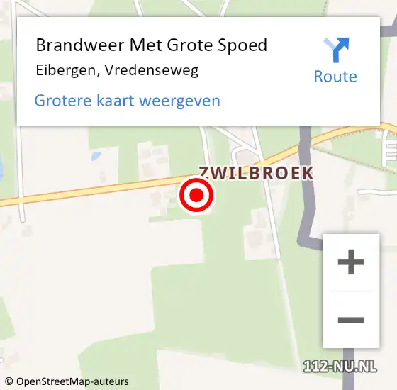 Locatie op kaart van de 112 melding: Brandweer Met Grote Spoed Naar Eibergen, Vredenseweg op 19 maart 2024 12:21