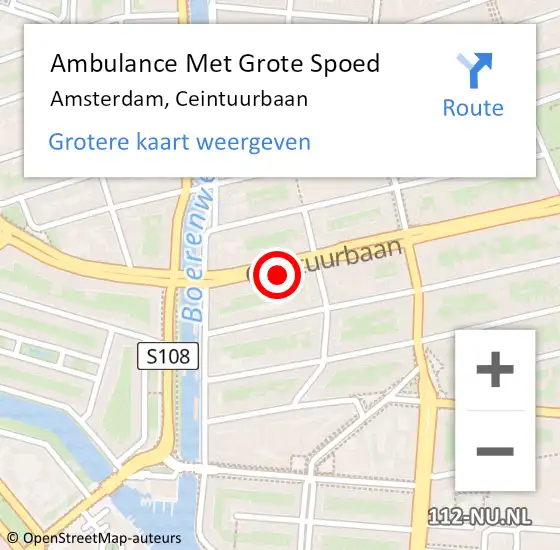 Locatie op kaart van de 112 melding: Ambulance Met Grote Spoed Naar Amsterdam, Ceintuurbaan op 19 maart 2024 12:43