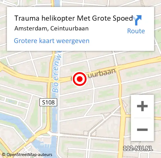 Locatie op kaart van de 112 melding: Trauma helikopter Met Grote Spoed Naar Amsterdam, Ceintuurbaan op 19 maart 2024 12:46