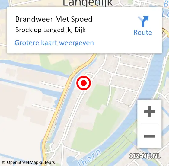 Locatie op kaart van de 112 melding: Brandweer Met Spoed Naar Broek op Langedijk, Dijk op 19 maart 2024 12:48