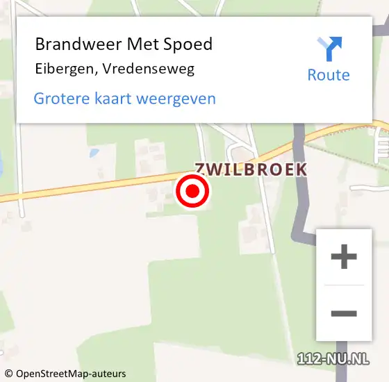 Locatie op kaart van de 112 melding: Brandweer Met Spoed Naar Eibergen, Vredenseweg op 19 maart 2024 12:51