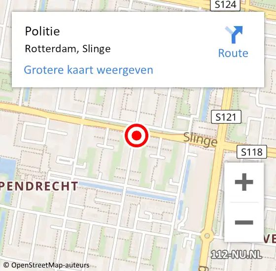 Locatie op kaart van de 112 melding: Politie Rotterdam, Slinge op 19 maart 2024 12:51