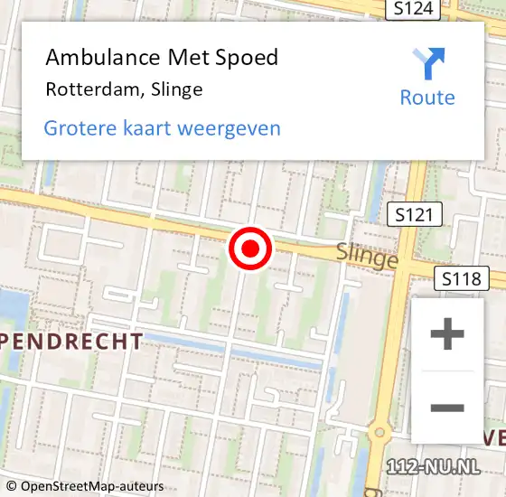 Locatie op kaart van de 112 melding: Ambulance Met Spoed Naar Rotterdam, Slinge op 19 maart 2024 12:52