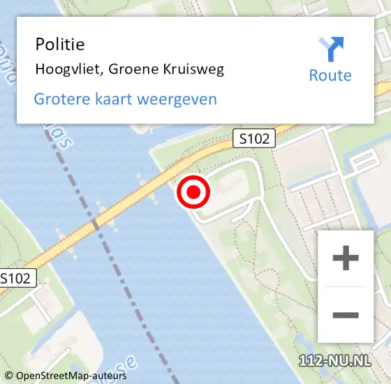 Locatie op kaart van de 112 melding: Politie Hoogvliet, Groene Kruisweg op 19 maart 2024 12:56