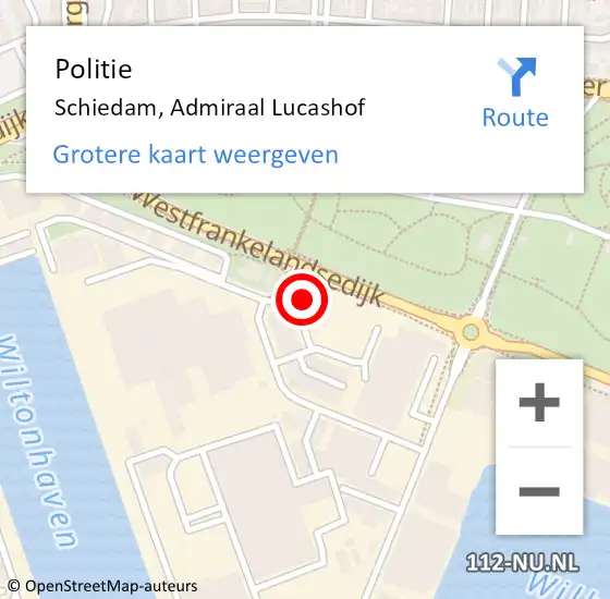 Locatie op kaart van de 112 melding: Politie Schiedam, Admiraal Lucashof op 19 maart 2024 13:16