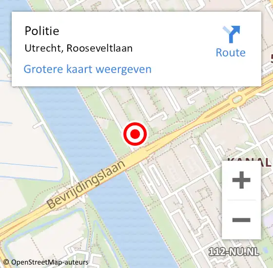 Locatie op kaart van de 112 melding: Politie Utrecht, Rooseveltlaan op 19 maart 2024 13:16