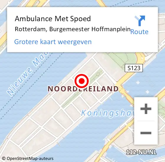 Locatie op kaart van de 112 melding: Ambulance Met Spoed Naar Rotterdam, Burgemeester Hoffmanplein op 19 maart 2024 13:24