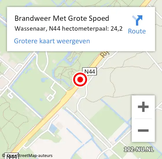 Locatie op kaart van de 112 melding: Brandweer Met Grote Spoed Naar Wassenaar, N44 hectometerpaal: 24,2 op 19 maart 2024 13:48
