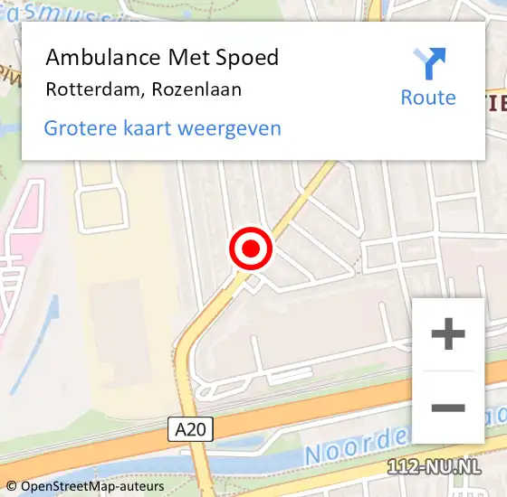 Locatie op kaart van de 112 melding: Ambulance Met Spoed Naar Rotterdam, Rozenlaan op 19 maart 2024 13:53