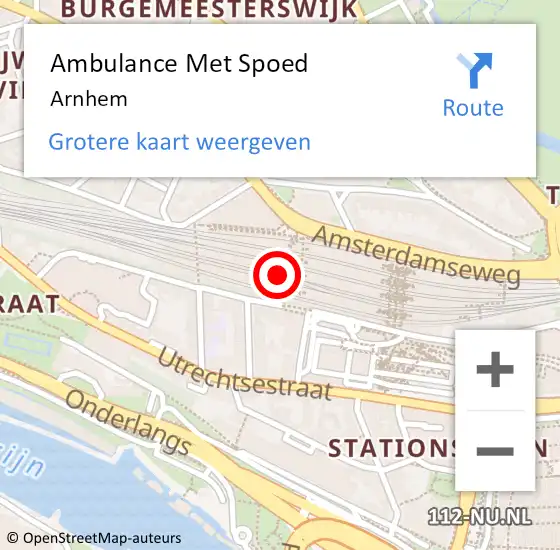Locatie op kaart van de 112 melding: Ambulance Met Spoed Naar Arnhem op 19 maart 2024 13:53