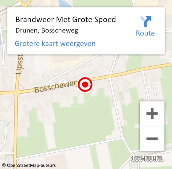 Locatie op kaart van de 112 melding: Brandweer Met Grote Spoed Naar Drunen, Bosscheweg op 19 maart 2024 13:57