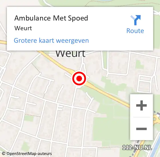 Locatie op kaart van de 112 melding: Ambulance Met Spoed Naar Weurt op 19 maart 2024 14:04