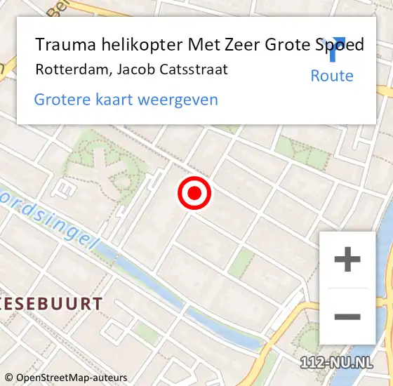 Locatie op kaart van de 112 melding: Trauma helikopter Met Zeer Grote Spoed Naar Rotterdam, Jacob Catsstraat op 19 maart 2024 14:05