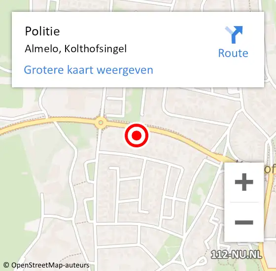 Locatie op kaart van de 112 melding: Politie Almelo, Kolthofsingel op 19 maart 2024 14:37