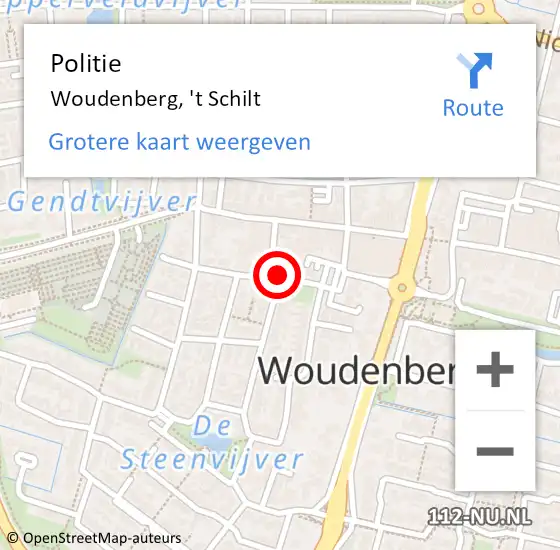 Locatie op kaart van de 112 melding: Politie Woudenberg, 't Schilt op 19 maart 2024 14:40