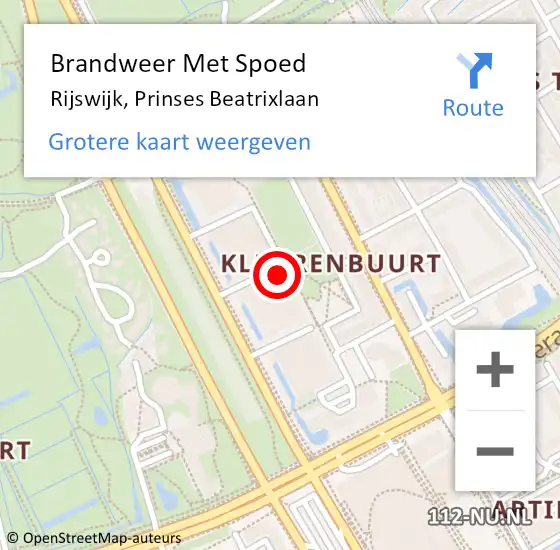 Locatie op kaart van de 112 melding: Brandweer Met Spoed Naar Rijswijk, Prinses Beatrixlaan op 19 maart 2024 14:54