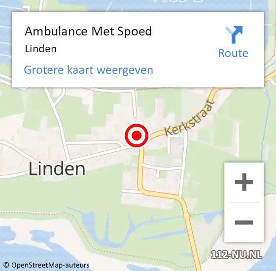 Locatie op kaart van de 112 melding: Ambulance Met Spoed Naar Linden op 19 maart 2024 15:15