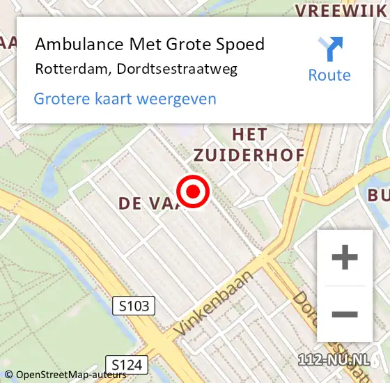 Locatie op kaart van de 112 melding: Ambulance Met Grote Spoed Naar Rotterdam, Dordtsestraatweg op 19 maart 2024 15:21