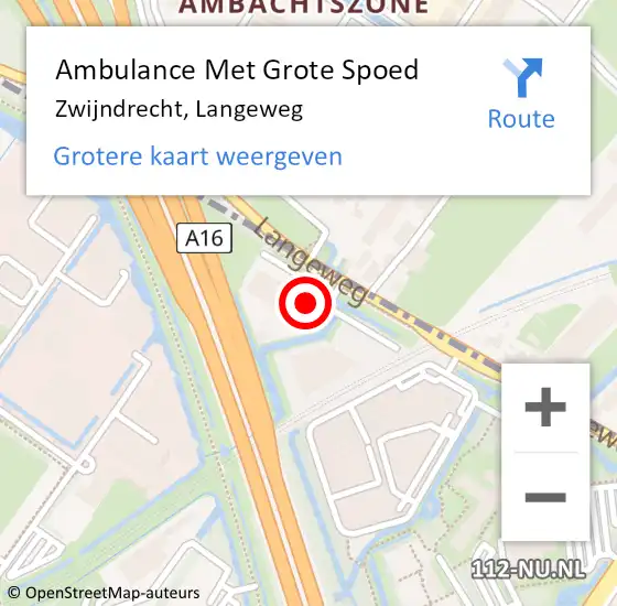 Locatie op kaart van de 112 melding: Ambulance Met Grote Spoed Naar Zwijndrecht, Langeweg op 19 maart 2024 15:41