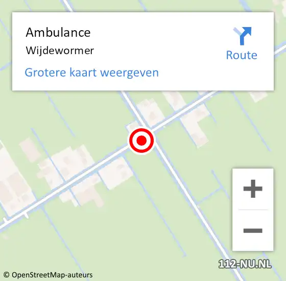 Locatie op kaart van de 112 melding: Ambulance Wijdewormer op 19 maart 2024 16:04