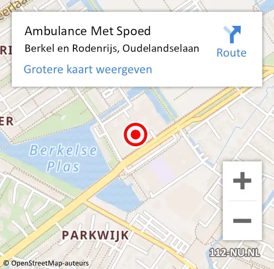 Locatie op kaart van de 112 melding: Ambulance Met Spoed Naar Berkel en Rodenrijs, Oudelandselaan op 19 maart 2024 16:11