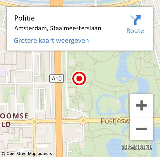 Locatie op kaart van de 112 melding: Politie Amsterdam, Staalmeesterslaan op 19 maart 2024 16:11