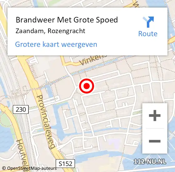 Locatie op kaart van de 112 melding: Brandweer Met Grote Spoed Naar Zaandam, Rozengracht op 19 maart 2024 16:28
