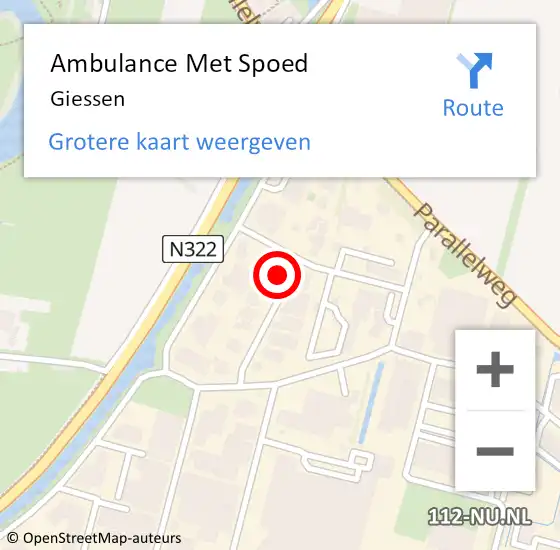 Locatie op kaart van de 112 melding: Ambulance Met Spoed Naar Giessen op 19 maart 2024 16:36