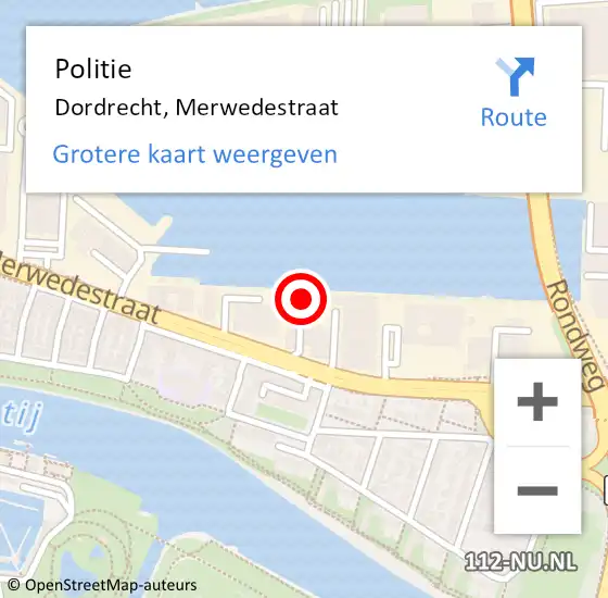 Locatie op kaart van de 112 melding: Politie Dordrecht, Merwedestraat op 19 maart 2024 16:40