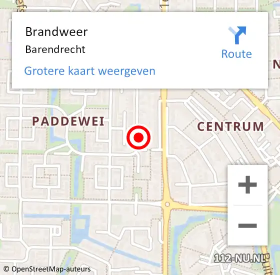 Locatie op kaart van de 112 melding: Brandweer Barendrecht op 19 maart 2024 17:05