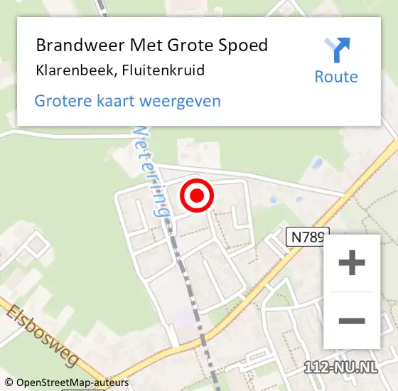 Locatie op kaart van de 112 melding: Brandweer Met Grote Spoed Naar Klarenbeek, Fluitenkruid op 19 maart 2024 17:45