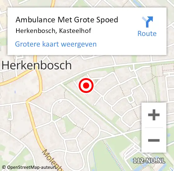 Locatie op kaart van de 112 melding: Ambulance Met Grote Spoed Naar Herkenbosch, Kasteelhof op 19 maart 2024 18:02