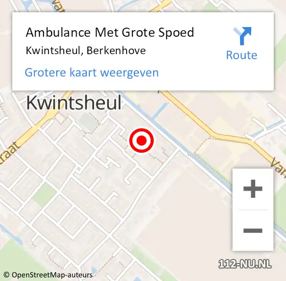 Locatie op kaart van de 112 melding: Ambulance Met Grote Spoed Naar Kwintsheul, Berkenhove op 19 maart 2024 18:10