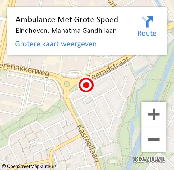 Locatie op kaart van de 112 melding: Ambulance Met Grote Spoed Naar Eindhoven, Mahatma Gandhilaan op 29 september 2014 16:44