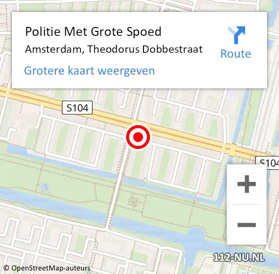 Locatie op kaart van de 112 melding: Politie Met Grote Spoed Naar Amsterdam, Theodorus Dobbestraat op 19 maart 2024 18:31