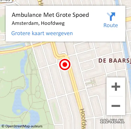 Locatie op kaart van de 112 melding: Ambulance Met Grote Spoed Naar Amsterdam, Hoofdweg op 19 maart 2024 18:49