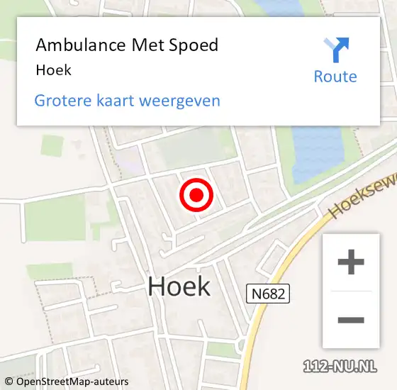 Locatie op kaart van de 112 melding: Ambulance Met Spoed Naar Hoek op 19 maart 2024 19:03
