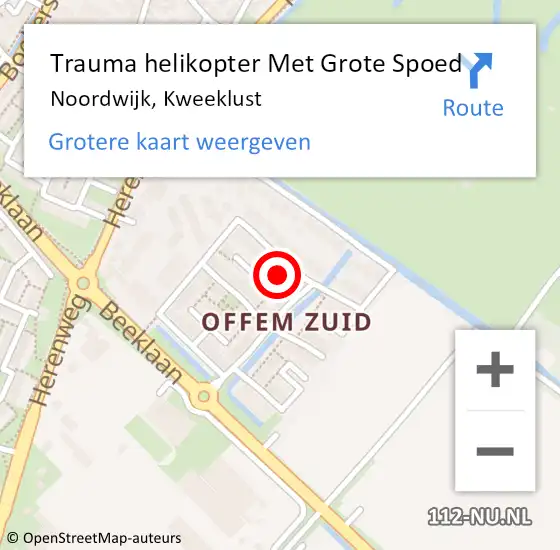 Locatie op kaart van de 112 melding: Trauma helikopter Met Grote Spoed Naar Noordwijk, Kweeklust op 19 maart 2024 19:29