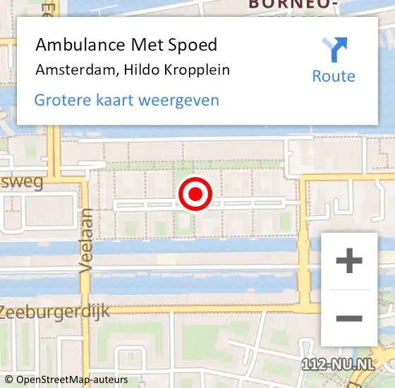 Locatie op kaart van de 112 melding: Ambulance Met Spoed Naar Amsterdam, Hildo Kropplein op 19 maart 2024 19:44