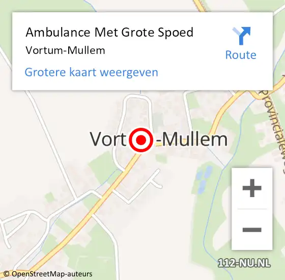 Locatie op kaart van de 112 melding: Ambulance Met Grote Spoed Naar Vortum-Mullem op 19 maart 2024 20:14